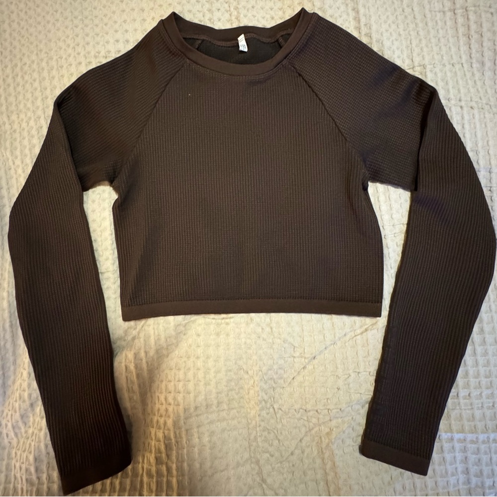 Aerie Offline Brown Cropped Long Sleeve Top